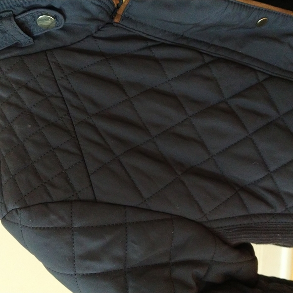 Small Black quilted Zara jacket brown trim gold hardware - Picture 4 of 14